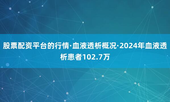 股票配资平台的行情·血液透析概况·2024年血液透析患者102.7万
